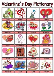 English Worksheet: Valentines Day Picture Dictionary