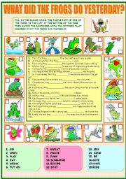 English Worksheet: WHAT DID THE FROGS DO YESTERDAY?