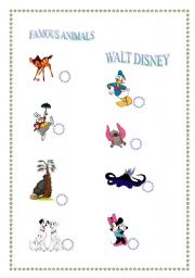 English Worksheet: Famous Animals. Walt Disney