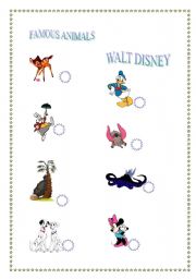 English worksheet: Famous Animals. Walt Disney