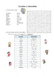 English Worksheet: Countries  &  Nationalities