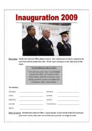 English Worksheet: Inauguration 2009:  The Presidential Oath of Office