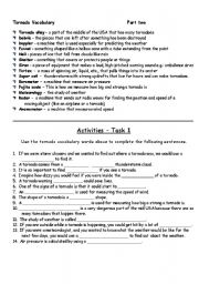 English Worksheet: What is a tornado (part 2)