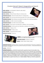 English Worksheet: Obamas Inauguration and Speech Youtube link