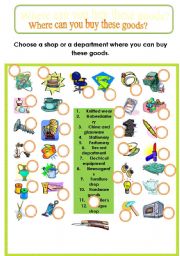 English Worksheet: Shops and Departments