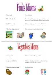 English Worksheet: FRUITS AND VEGETABLES IDIOMS