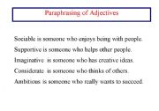 English Worksheet: Paraphrasing of adjectives