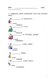 English Worksheet: Family