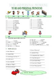 English Worksheet: To be and personal pronouns
