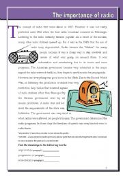 English Worksheet: The importance of radio