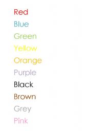 English Worksheet: Colours