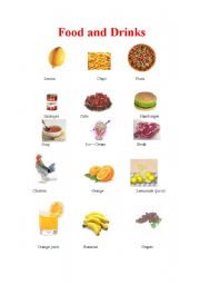 English Worksheet: food and drinks