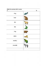 English worksheet: animals