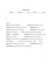 English worksheet: Stereotypes Lesson