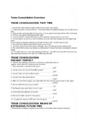 English worksheet: tense consolidation