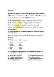 English Worksheet: synonyms