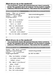 English Worksheet: What did you do on the weekend?