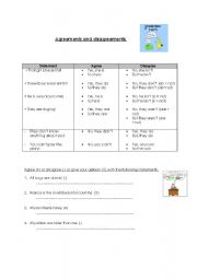 English worksheet: Agreements, disagreements