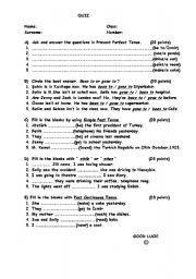 English worksheet: QUIZ