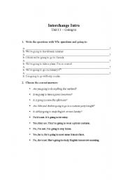 English Worksheet: Be Going To