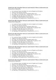 English Worksheet: BBC weather forecast video lesson