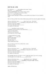 English worksheet: Dont Tell Me - Avril Lavigne