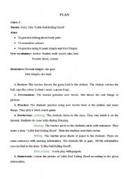 English worksheet: plan Little Red Ridding Hood