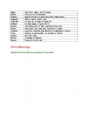 English worksheet: Words Meaning