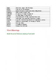 English Worksheet: Words Meaning