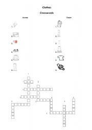 English Worksheet: clothes crosswords