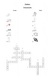 English worksheet: clothes crosswords