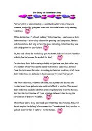 English Worksheet: the story of Valentines Day