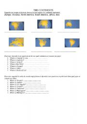 English Worksheet: the continents