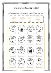 English Worksheet: How are you feeling today?