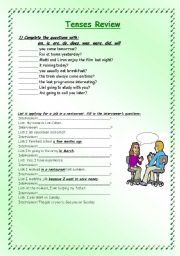 English Worksheet: tenses review