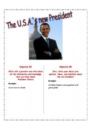 English Worksheet: PAIRWORK:  What do you know about the U.S.A.s new President?