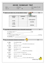 English Worksheet: vOCABULARY TEST