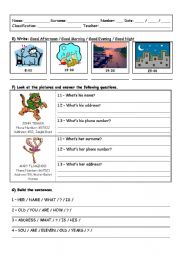 Greetings, Name and Age Worksheet