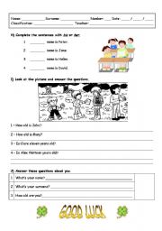 English Worksheet: Answer about name, age and address.