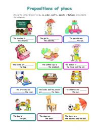 English Worksheet: Prepositions of place