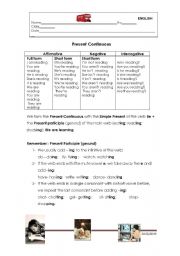 English Worksheet: Present Continuous