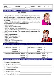 Reading worksheet with comprehension exercises