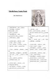 English Worksheet: Take Me Home Country Road