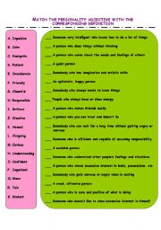 English Worksheet: Personality Adjectives