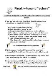 English Worksheet: Final schwa sound