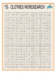 English Worksheet: CLOTHES WORDSEARCH