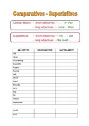 English Worksheet: comparatives and superlatives