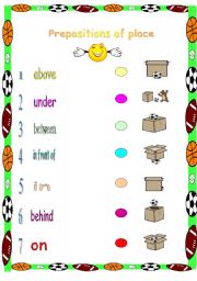 English worksheet: preposition of place