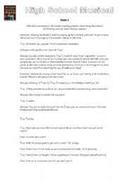 English Worksheet: High School Musical Playscript Extract 