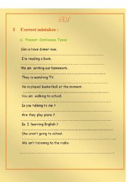English Worksheet: Test on Present Continuous and Present Simple